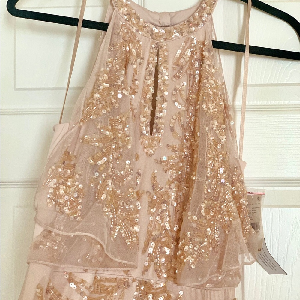 NWT Aidan Mattox Women’s Cold Shoulder Beaded Gown - Picture 4 of 6